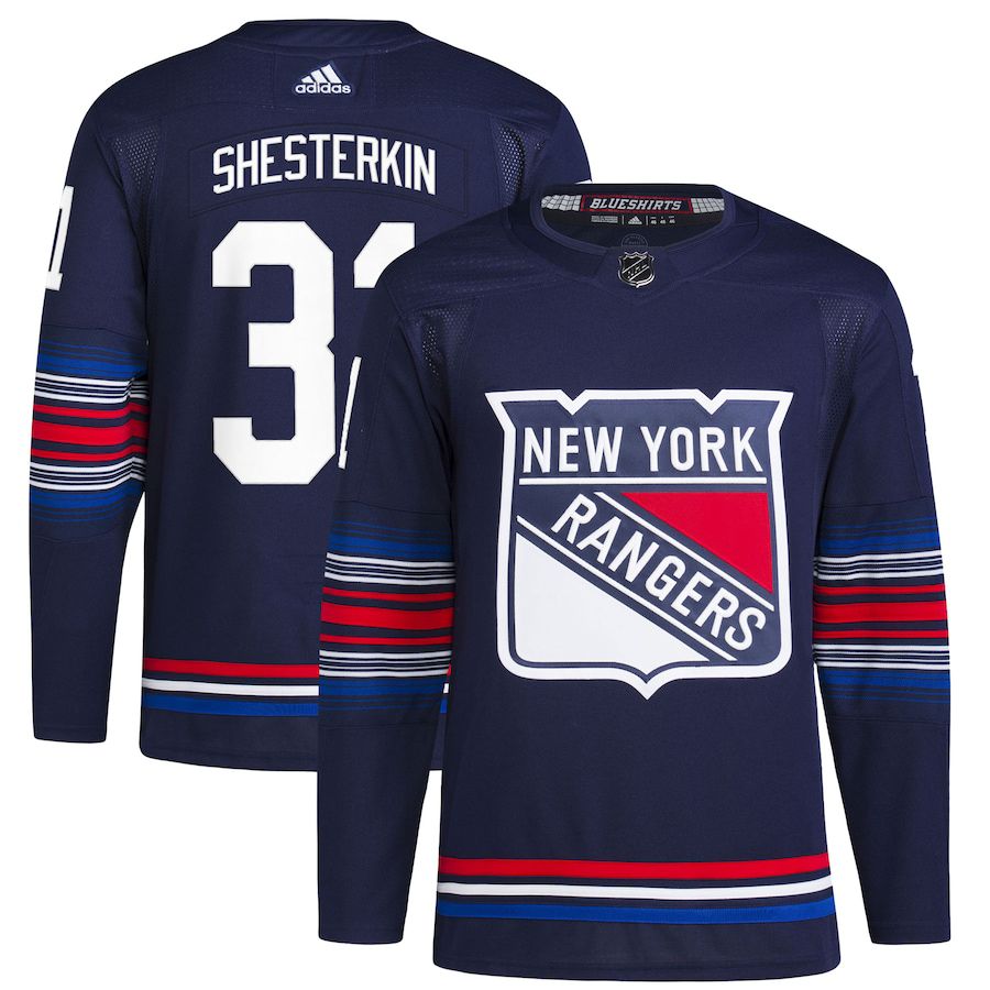Men New York Rangers #31 Igor Shesterkin adidas Navy Alternate Authentic Primegreen Player NHL Jersey